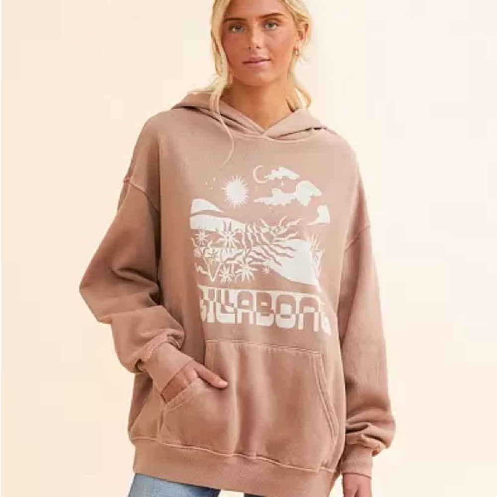 Billabong Tan Oversized Graphic Hoodie